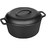 Amazon Basics Pre-Seasoned Cast Iron Dutch Oven Pot with Lid and Dual Handles, 5-Quart