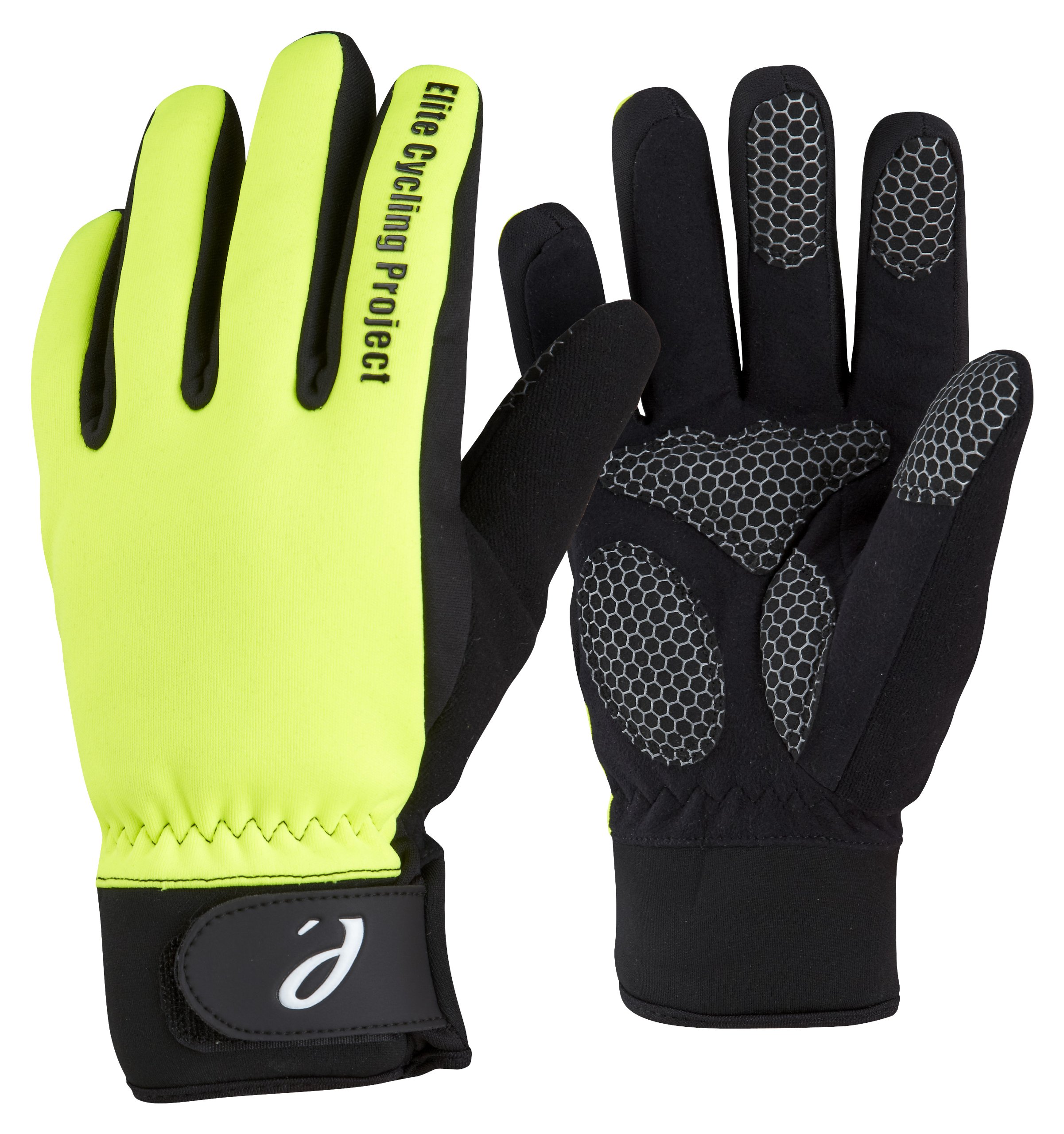 Elite Cycling Project Malmo Waterproof Winter Cycling Gloves Padded Palms Thinsulate Lined, L, Hi Viz Green