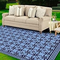 OPL5 Outdoor Rug 6x9, Portable Patio Rug, Foldable Waterproof RV Mat with Carry Bag,Plastic Straw Reversible RV Outdoor Mat f