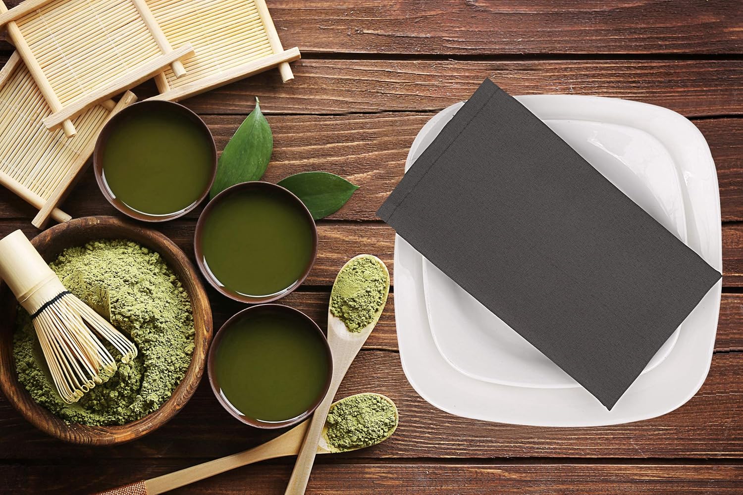 Ruvanti Table Cloth Napkins [12 Pack] Polyester Napkins/Reusable Dinner Napkins .Charcoal Grey Fabric Napkins Good for Weddings,Cocktail Parties, Holiday Dinner,Coffee Gatherings & Restaurant.: Home & Kitchen