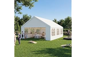 Heavy Duty Commercial Party Tent 20x20 ft (6x6 m), Galvanized Steel Canopy with Waterproof PE Top & Removable Sidewalls, Stra