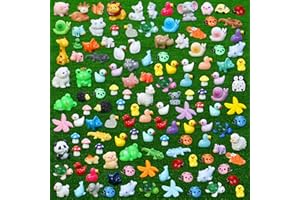 EKisemio 130pcs Mini Resin Animals Figures to HideTiny Resin Figurines Animals for Dollhouse Fairy Garden Kit Accessories Aquarium Decor Micro Landscape Ornaments Potted Plant Crafts