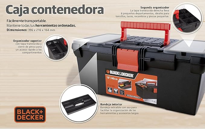 Caja contenedora de herramientas Black & Decker: Amazon.es: Bricolaje y herramientas