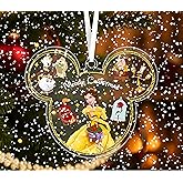 Merry Christmas Be%Ll Acrylic Ornament - Prin%Cess Be%Ll Ornament - Bea%Uty and The Be%AST Holiday Tree Decoration - Prin%Cess Character Decor Gift for Kids 01
