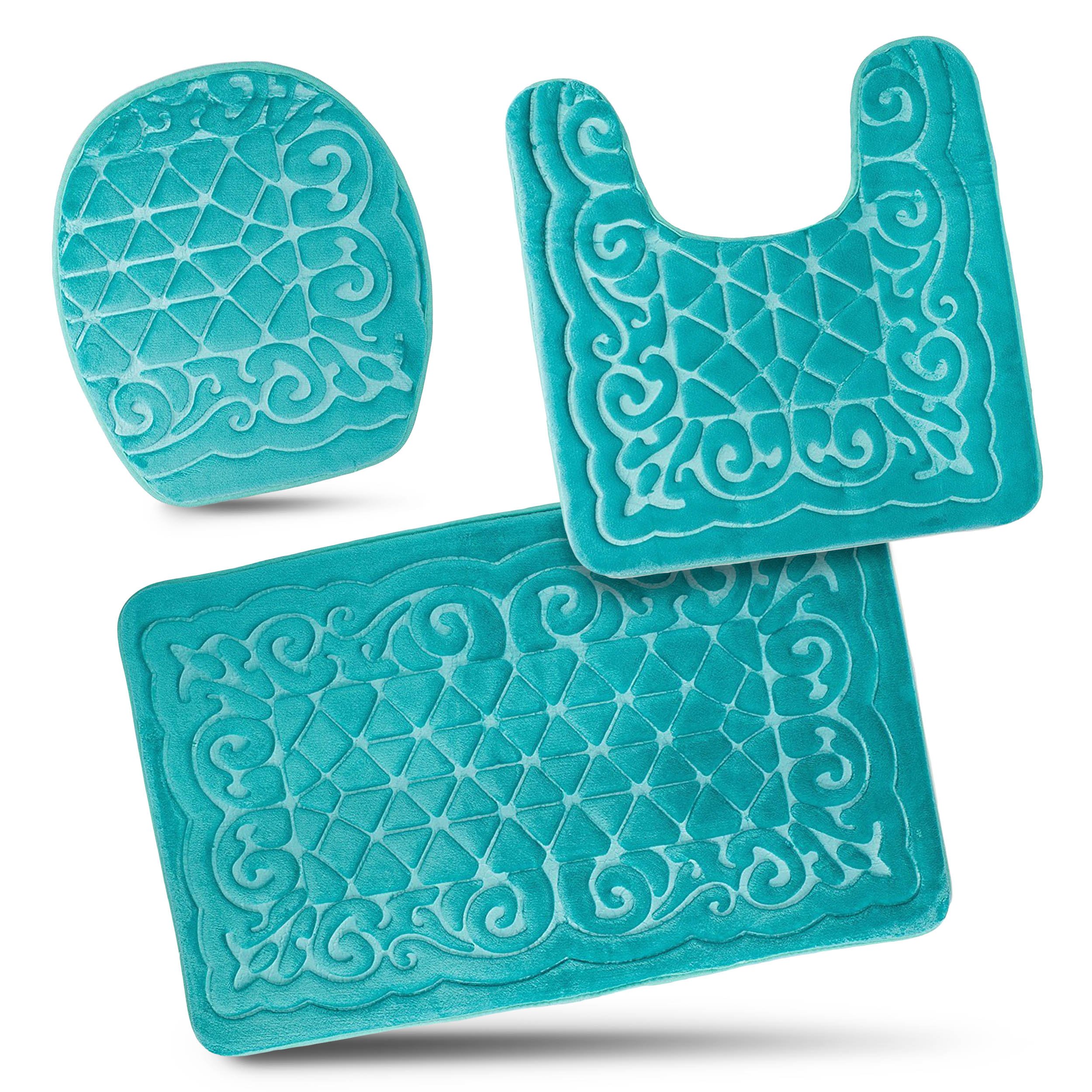 Bathroom Rug Mats Set 3 Piece Memory Foam Extra Soft Shower Bath Rugs