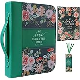 Faithful Hers Bible Cover Case for Women 3pcs Bible Bag Set with Notebook and Bookmark Woman PU Leather Book Carrying Case for Lady Bible Case Christian Gifts for Christmas Thanksgiving Day