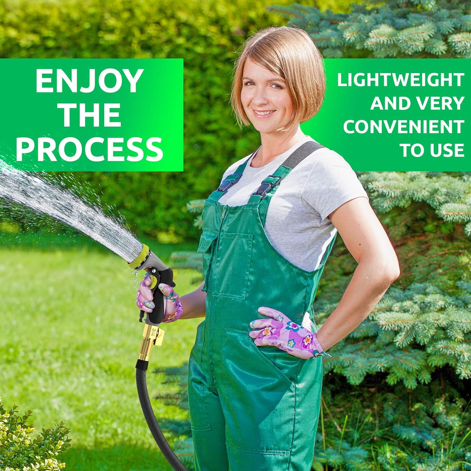 Nifty Grower 100ft Garden Hose - New Expandable Water Hose with Double Latex Core 3/4" Solid Brass Fittings Extra Strength Fabric - Flexible Expanding Hose with Storage Bag for Easy Carry: Home Improvement