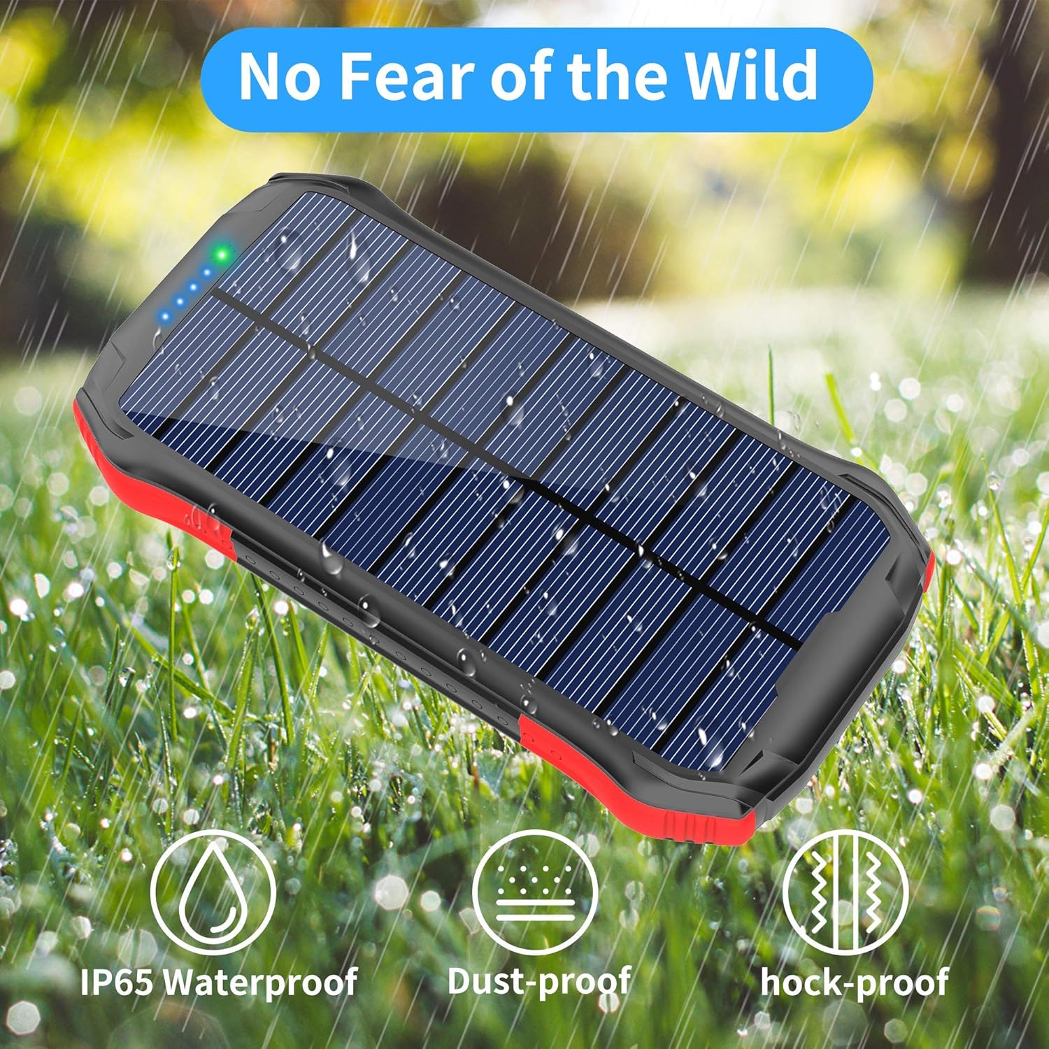 Solar Charger, Portable Charger 16000mAh, Solar Power Bank External Backup Battery USB Type-C Ports, Waterproof Solar Phone Charger Panel Charging for Smartphones, 15 LED Flashlights for Outdoor: Home Audio & Theater