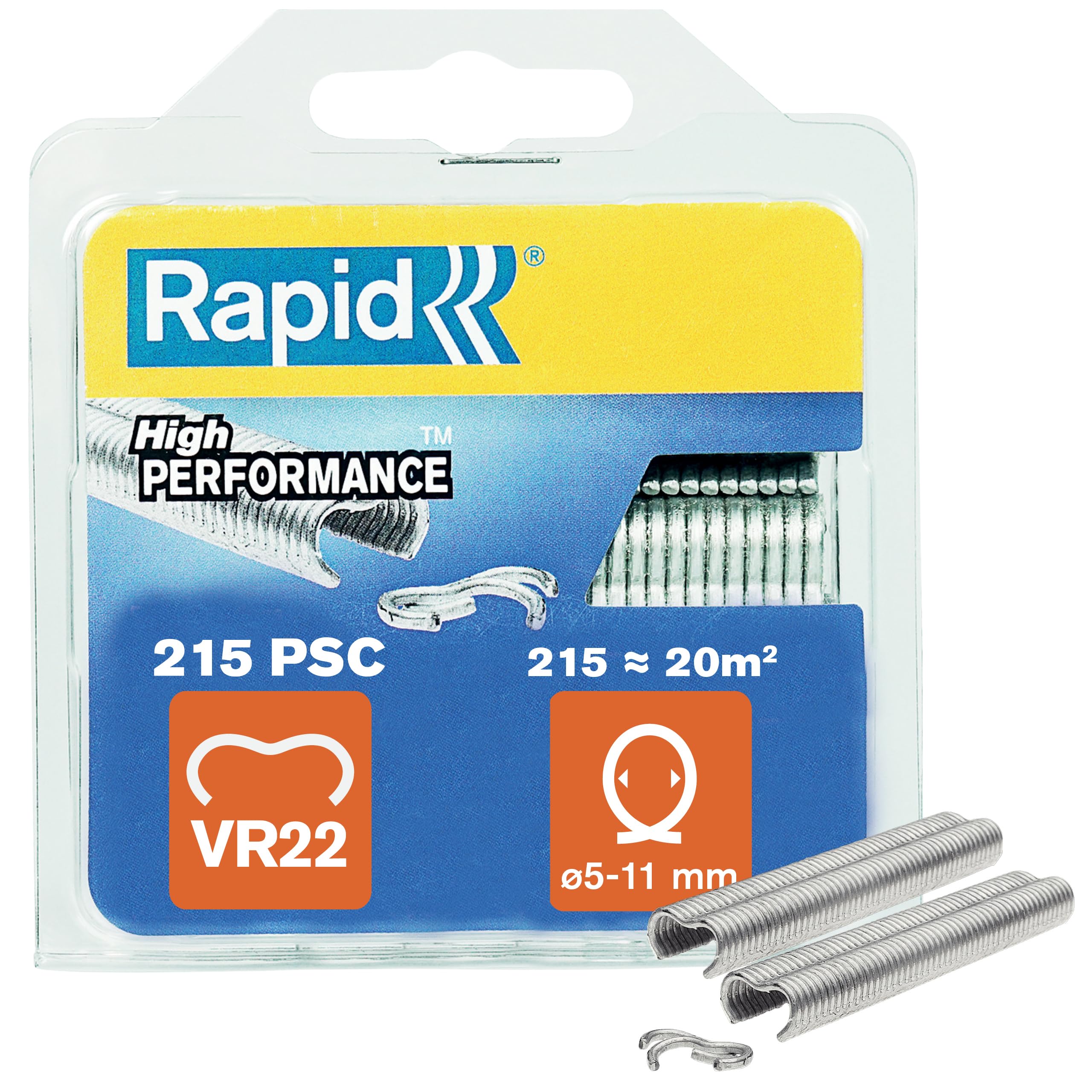 Rapid VR22 Galvanized Fence Hogrings, Suitable for 5-11 mm Netting Wire, Ideal for Securing Cages and Fencing, 215 Pieces, Blister (40108801)