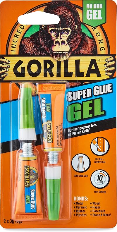 Gorilla Super Glue Gel 3g 2 Pack All Purpose Fast Setting Anti Clog Cap