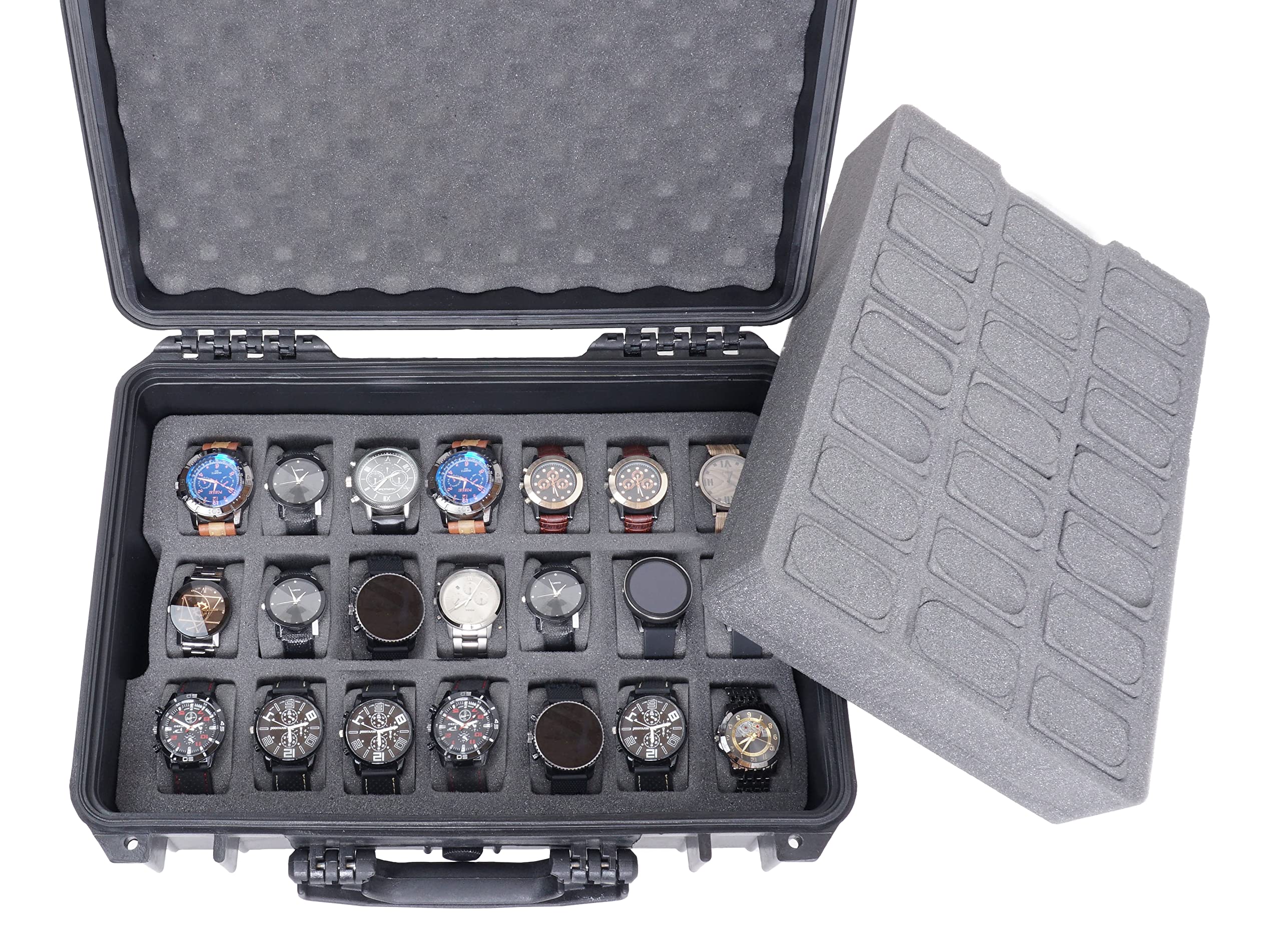Case Club 42 Watch Carry Case - Organize & Protect Your Watch Collection in a Heavy Duty, Waterproof, Hard Shell, Padlockable, Travel & Storage Case - For Men's & Women's Watches of Various Sizes