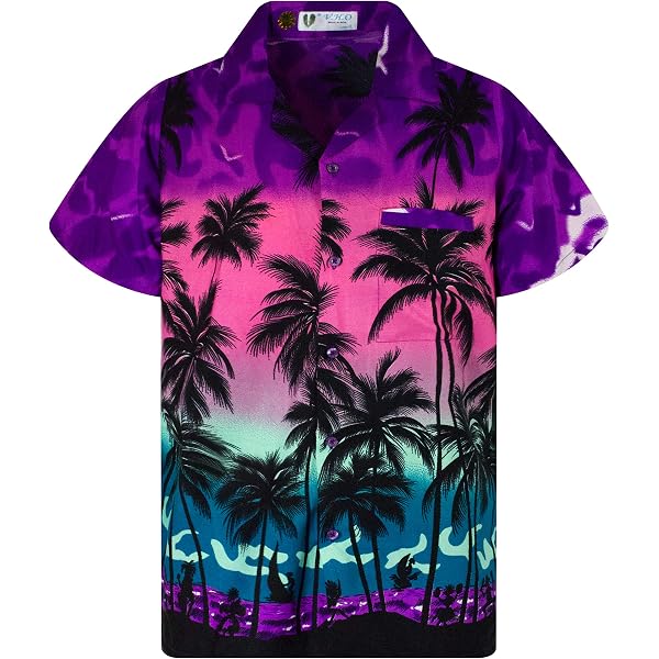 V.H.O. Funky Hawaiian Shirt, Big Flower, darkblue, XXL