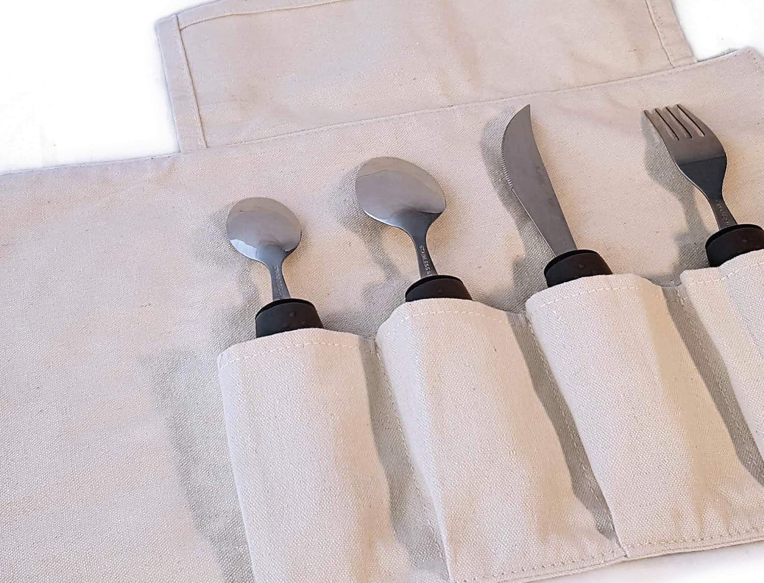 BUNMO Adaptive Utensils for Elderly/Arthritis/Weak Hand Grip & Handicapped - Convenient Travel Pouch: Health & Personal Care