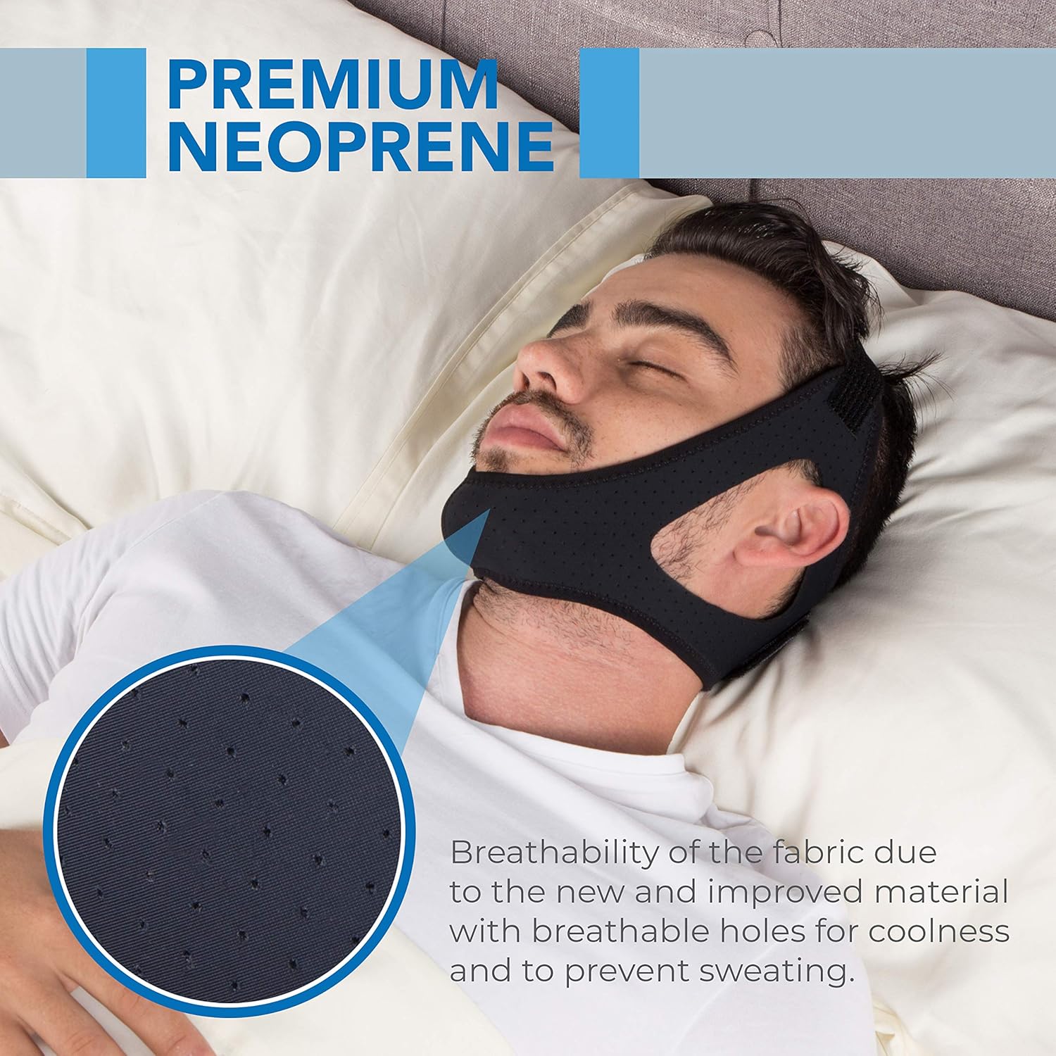 Sleep Legends Premium Anti Snoring Chin Strap w/ New Adjustable Hook ’N Loop Strap for Cpap Users - [2020 Release] - Snore Reduction Device - Snore Stopper Solution Men, Women: Health & Personal Care
