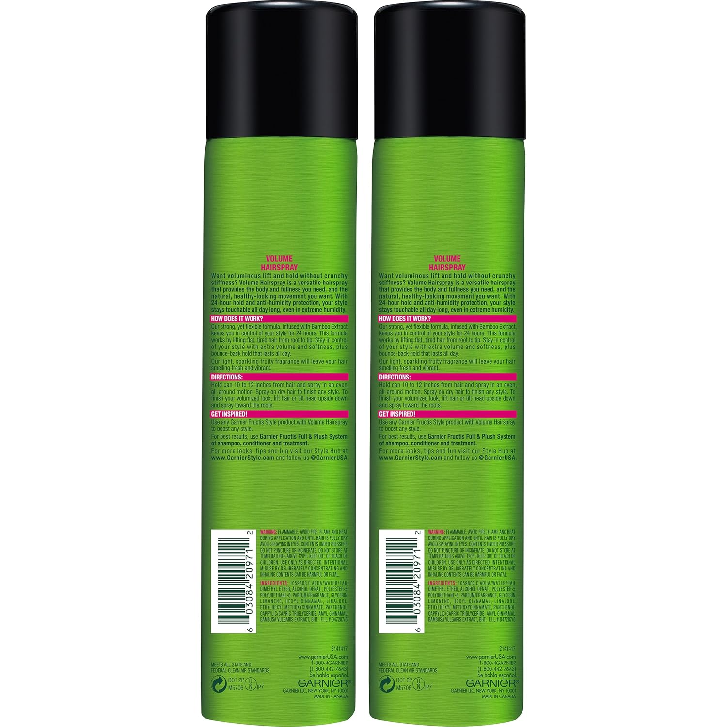 Garnier Hair Care Fructis Style Volume Anti-Humidity Hairspray, 2 Count : Beauty