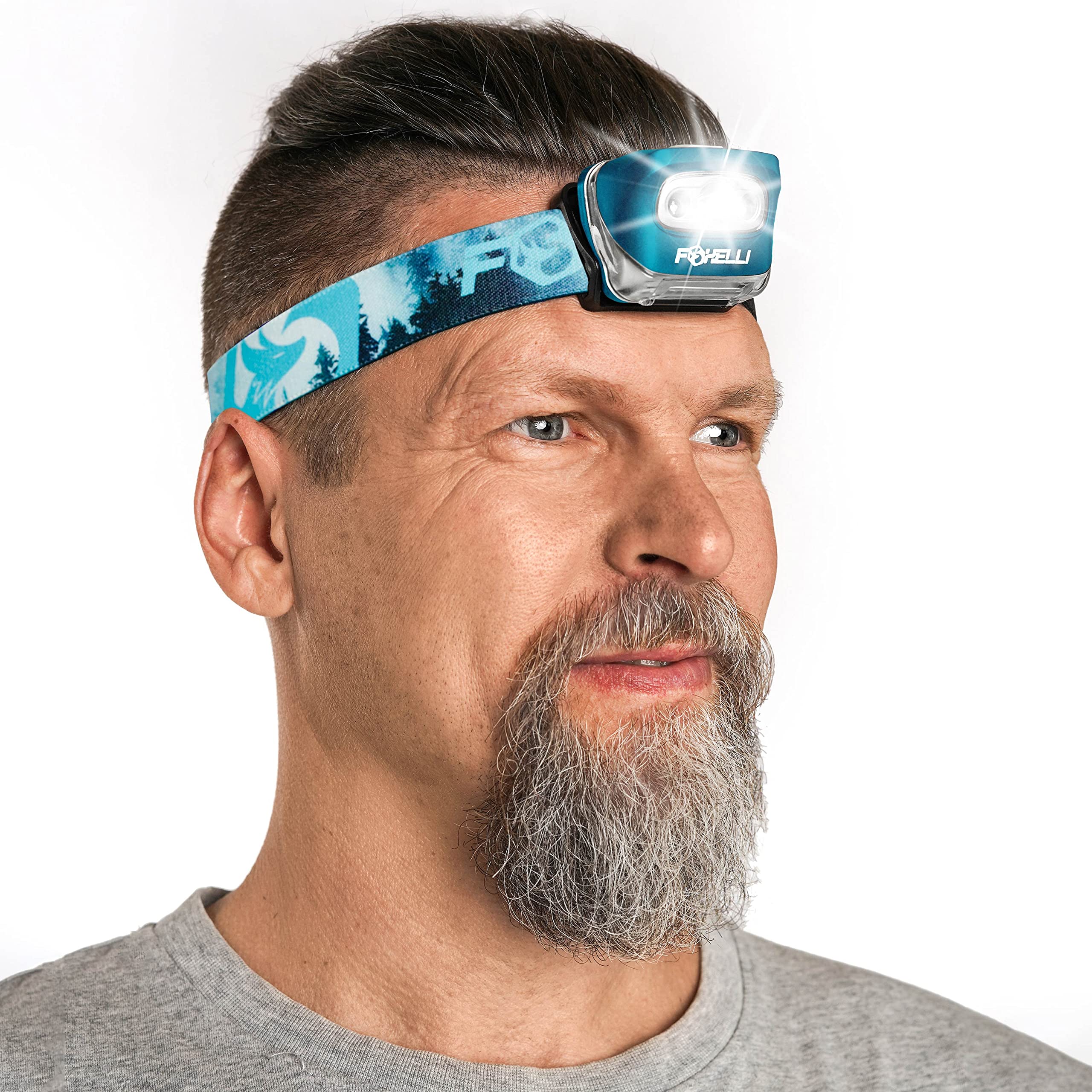 Photo 1 of Foxelli LED Headlamp Flashlight for Adults & Kids, Running, Camping, Hiking Head Lamp with White & Red Light, Comfortable Headband, Lightweight & Waterproof, 3 AAA Batteries