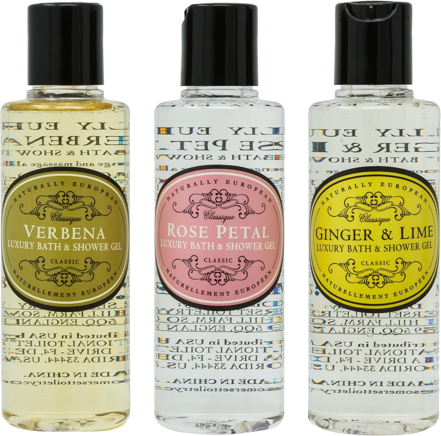 Naturally European Mini Shower Gel Collection (Verbena, Rose Petal