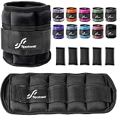 Sportneer Adjustable Ankle Weights, 2-10 lb per Pair, Removable Weights | Soft neoprene for women and men. Adjusts from 1-5 lb each for walking, running, Pilates, home workouts, physical therapy.