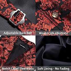 Barry.Wang Red Black Victorian Vest Loki Men