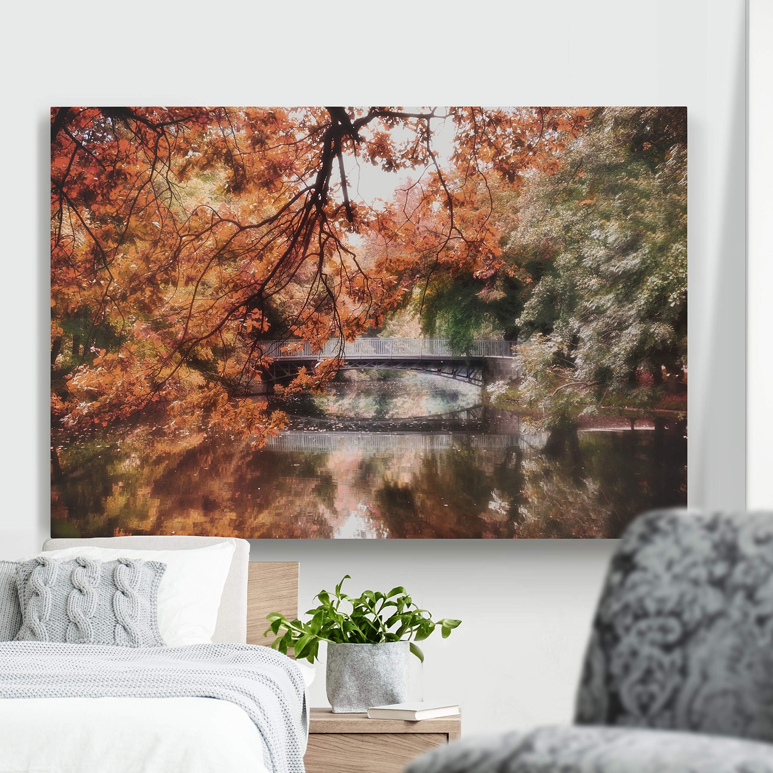 Renditions Gallery Photographic Landscape Gallery Prints Decor Collection Canvas Wall Artwork for Living Room Bedroom Kitchen Bathroom. Ready to Hang, 32x48, Autumn in Vienna