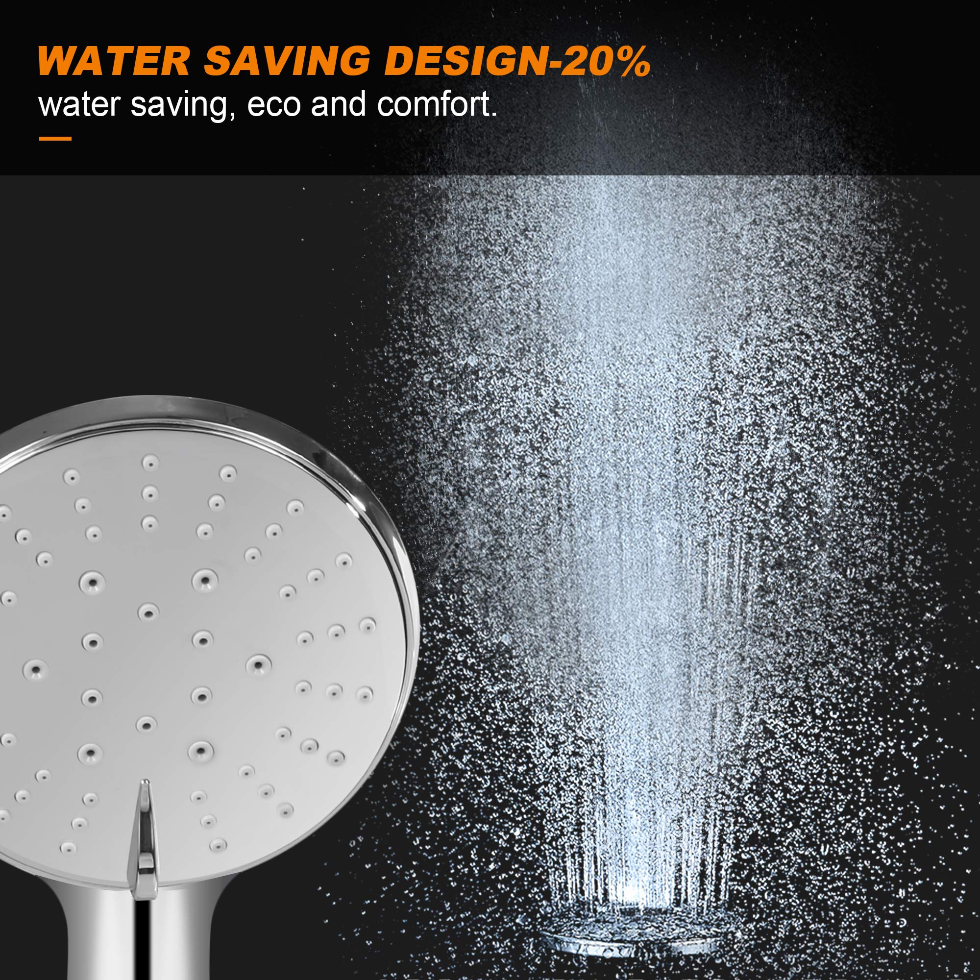 Handheld Shower Head, Hiseea Universal Water Saving Bath Showerhead with 3 Mode Function Spray, Chrome