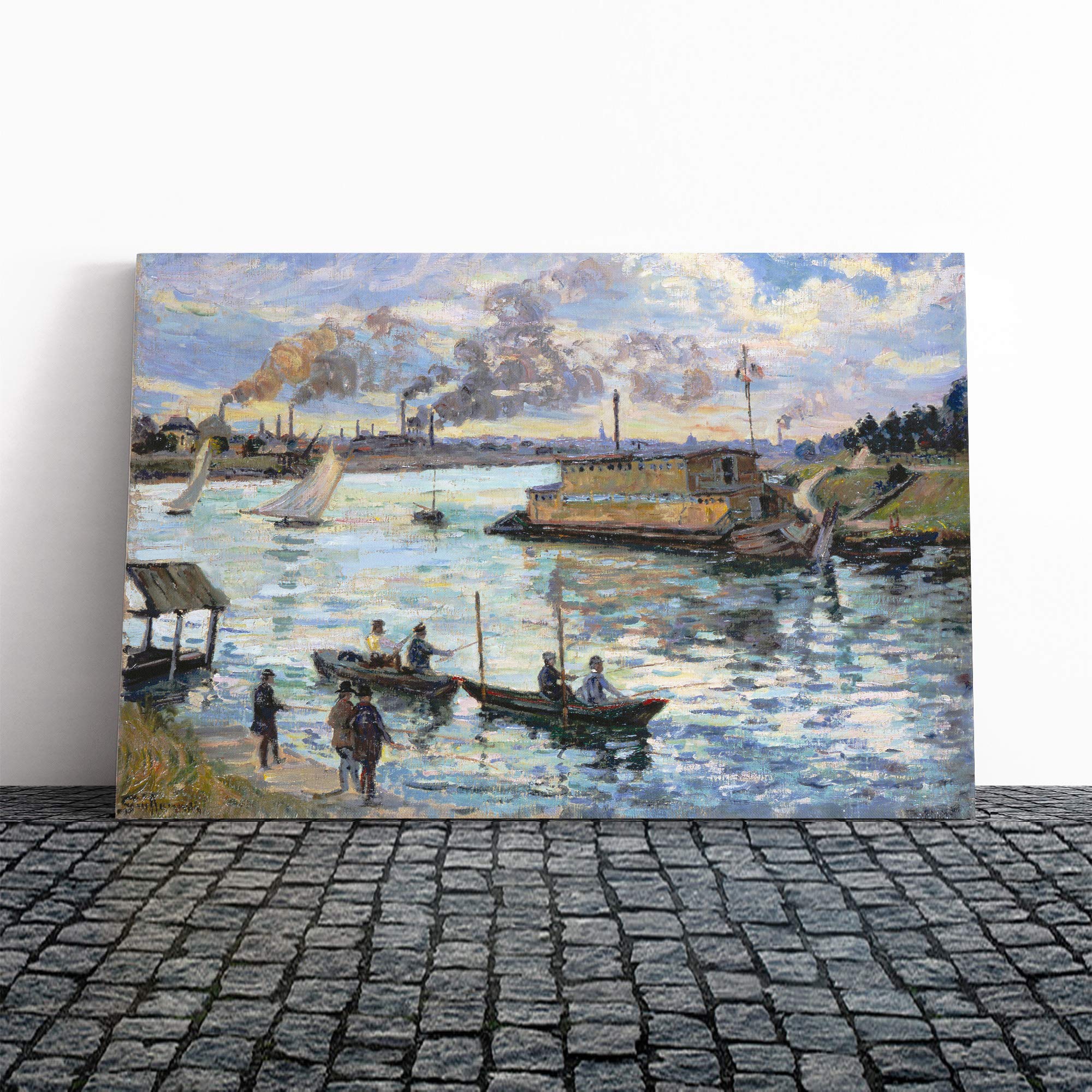 Armand Guillaumin River Scene Canvas Print | Gallery Wrapped 30mm Frame Wall Art | 20x14 inches | Ready to Hang | Modern Landscape Picture | Living Room Bedroom Lounge Office