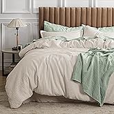 Bedsure Waffle Comforter Set King, Beige Soft Bedding, Waffle Weave Bed Set, 3 Pieces, 1 Comforter (104"x90") and 2 Pillow Shams, Cotton Shell and Polyester Lining for All Seasons