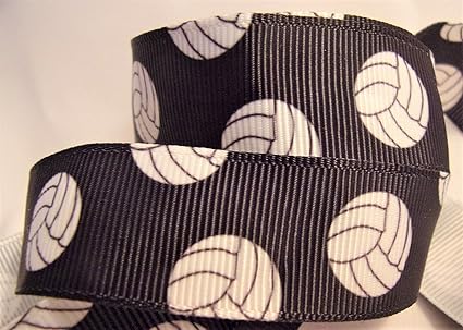 Amazon Com Grosgrain Ribbon Black Volleyball Print 7 8 W 10