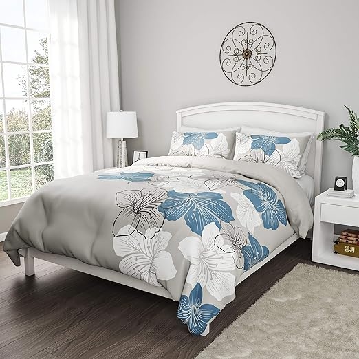 Amazon Com Home Style Hibiscus Floral Comforter Set King Size