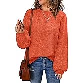 NIeyook Women's Oversized Sweaters Fall Winter Trendy Halloween Sweaters for Women 2025 Long Sleeve Crew Neck Pullover Sweater Casual Heathered Knit Jumper Tops Orange Red