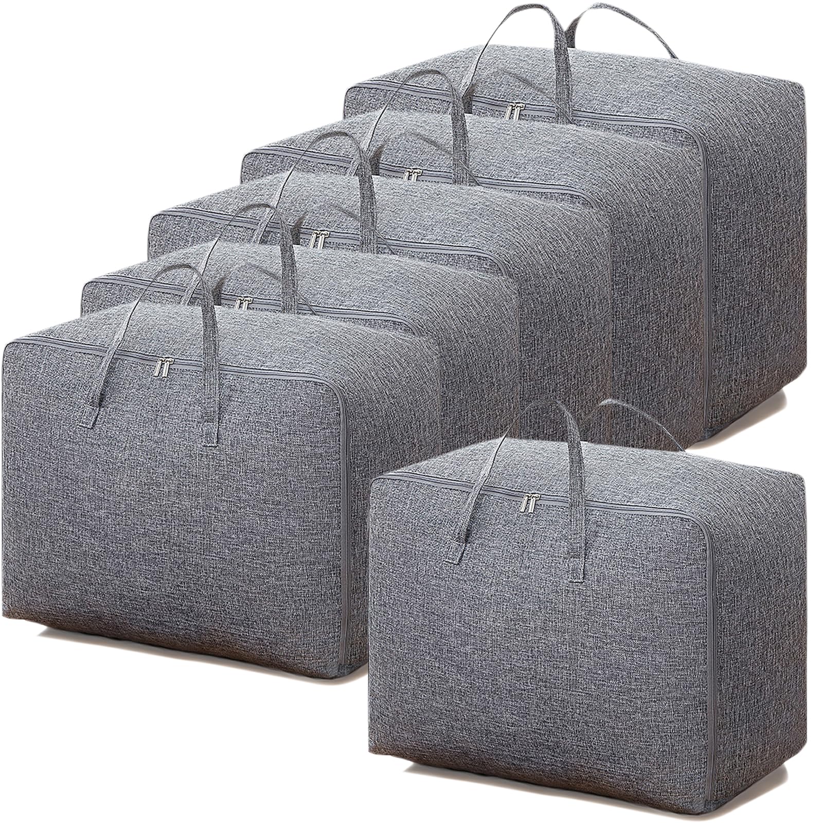 100L Clothes Storage Bag, 6PCS Duvet Storage Bags King Size, Storage Bags for Comforters, Clothes, Quilt, Blankets, Bedding, Duvet Bags, laundry bags, Underbed Storage Bags with Zips, No-smell