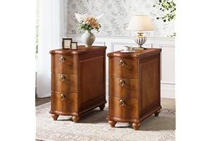 Tribesigns Wood End Table Set of 2, Fully Assembled Narrow Slim Side Table, No Assembly Required, Nightstand for Bedside, Sma