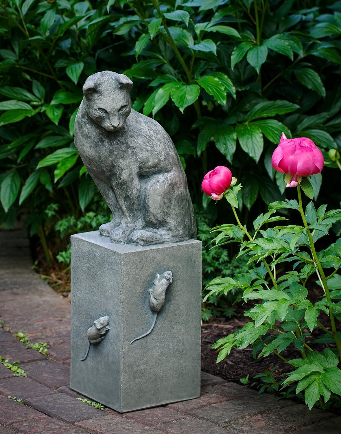 Campania International A532AS Cat and Mouse Game Statue, Alpine Stone