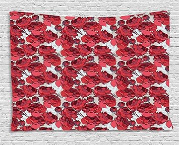 Amazon Com Ambesonne Floral Tapestry Vibrant Graphic
