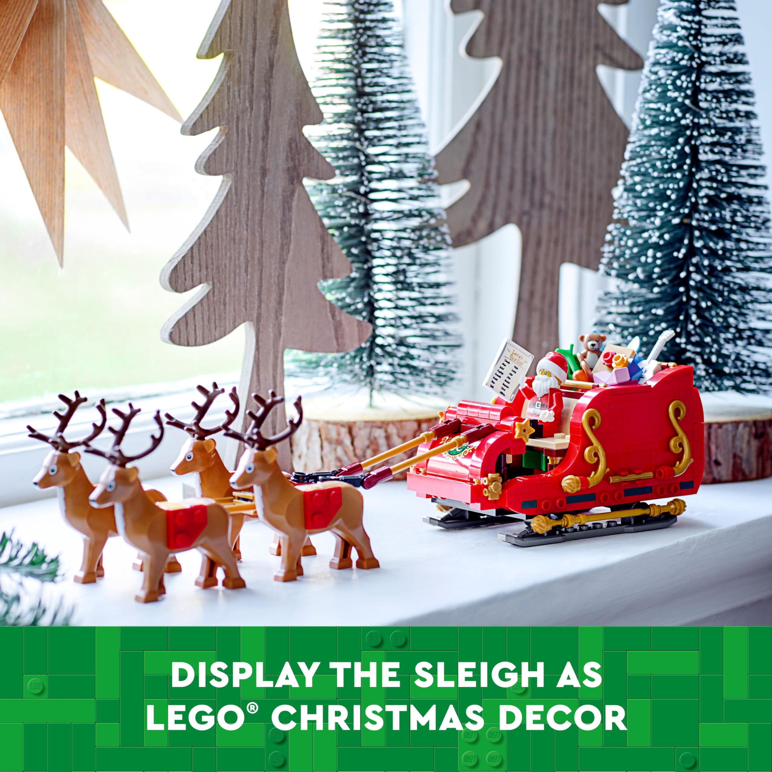 LEGO Santa's Sleigh - Building Toys for Kids, Boys & Girls, Ages 9+ - Indoor Christmas Decorations for Home W/Santa Claus Figurine & Reindeer - Gifts for Boys & Girls - 40499