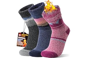 MOGGEI 3 Pairs Thermal Warm Socks for Men & Women Thick Winter Extra Warm Insulated Boot Ski Socks for Cold Weather