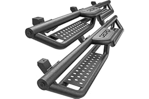 AUTOSAVER88 Two-Stairs Running Boards Compatible with 2018-2026 Jeep Wrangler JL 4 Doors, 6" Side Step Rails Coated Black Carbon Steel Nerf Bars