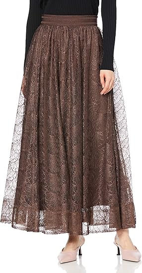 Amazon リリーブラウン バタフライレースロングスカート Lwfs レディース Brw F スカート 通販