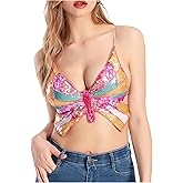 Baisdan Sequin Tops, Sparkly Top for Women, Genie & Belly Dance Top with Bedazzled Bra Design, Rio Costumes for Women