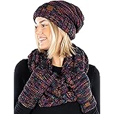 Funky Junque Hat Scarf Glove Set for Women – Matching Winter Set with Oversized Slouchy Beanie, Infinity Scarf & Cozy Gloves