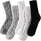 Avisky Fuzzy Socks for Women, 5 Pairs Fuzzy Socks Winter, Soft Cozy Fluffy Slipper for Women Winter Plush Sock Sleeping