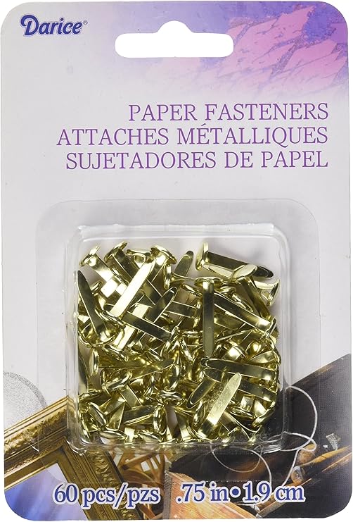 Darice 109517 Gold Paper Fasteners, 3/4", 60Piece Paper
