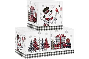Clastyle 3 Pcs Large Christmas Tree Storage Basket Set Santa Claus Candy Snowman Book Toy Basket Snowflake Xmas Gift Storage Bins Boxes for Laundry Nursery Home,Red Black Snowman,11.8x11.8x11.8 in