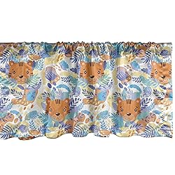Ambesonne Cartoon Window Valance, Botanical Animal