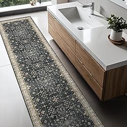Black Washable 8ft Long Runners for Hallways, 2x8