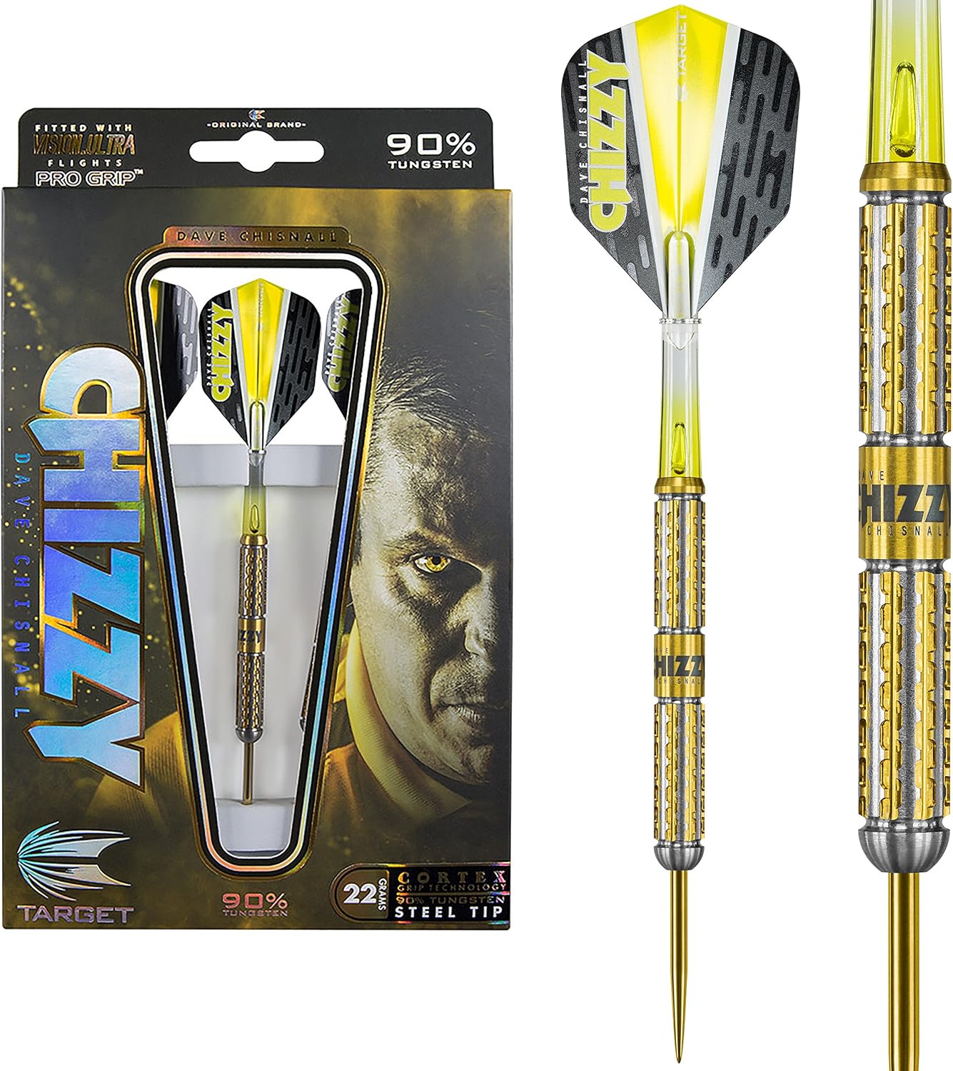 Target 22G 24G DAVE 'CHIZZY' CHISNALL CORTEX GRIP DARTS 90 TUNGSTEN