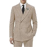 Retro Tweed Men's Suit Herringbone 2 Piece Slim Fit Double Breasted Suits Prom Wedding Tuxedo Jacket Blazers Pants for Men
