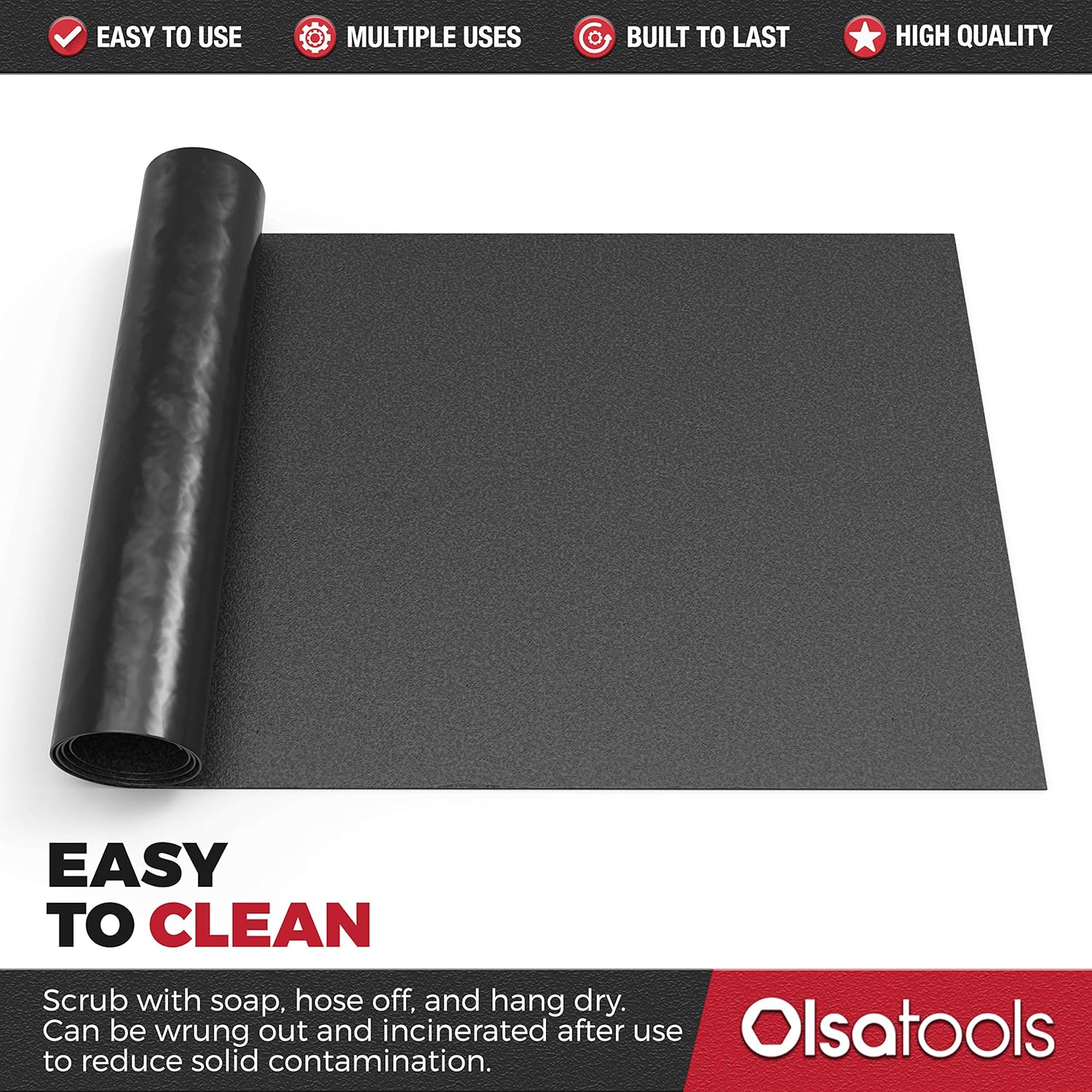 Olsa Tools Garage Floor Mat, 30" x 60", 1pc | Oil Spill Mat | Floor Protection | Oil Absorbent Pad | Driveway Garage Mat | Fuel, Fluid, Grease Rug Carpet | Waterproof | Polyester, Fireproof Material: Home Improvement