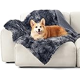 Bedsure Waterproof Dog Blankets for Medium Dogs Washable - Cat Blanket for Couch Protector Long Faux Fur, Calming Soft Reversible Throw Furniture Protection for Puppy Pet, 30"x40", Tie-dye Grey