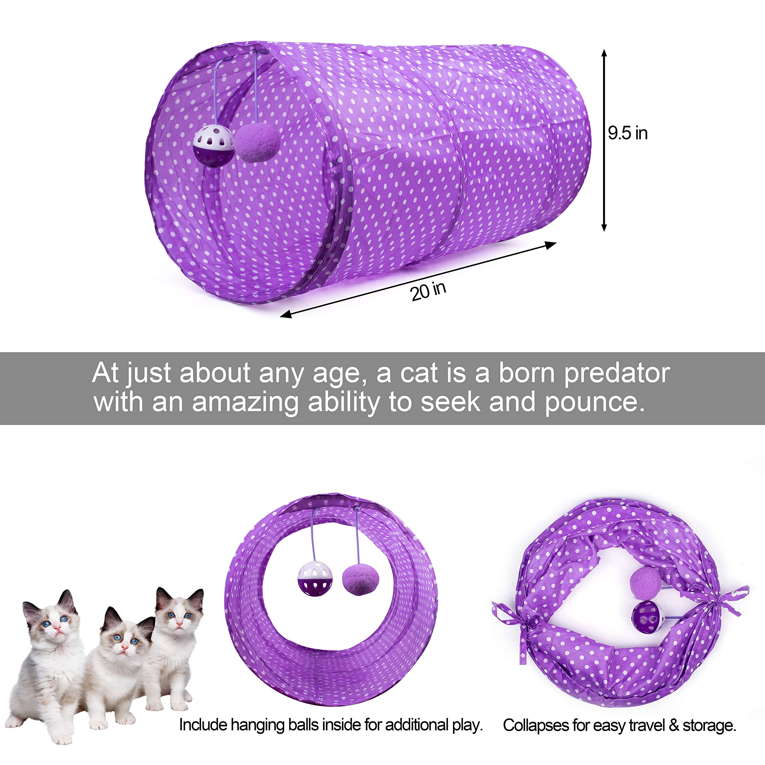 Cottia 16PCS Cat Toys Variety Pack - 2 Way Tunnel, Fluffy Mice, Cat Teaser, Tumbler, Spring Balls, Interactive Play & Exercise Kitten Toys Cat, Kitty (Color May Vary)